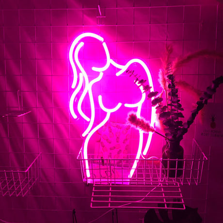 Acrylic Lady LED Neon Sign Lights Wall Hanging Bar Decor Artwork Night Light Neon Bulbs Lamp Bedroom Decoration Lighting - Maru Furniture Neon # (Store description) 