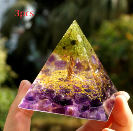 Natural Crystal, Crushed Stone, White Crystal, Mood Improving, Healing Resin, Dropping Glue, Pyramid Handicraft Ornaments - Maru Furniture Decorative Accessories # (Store description) 