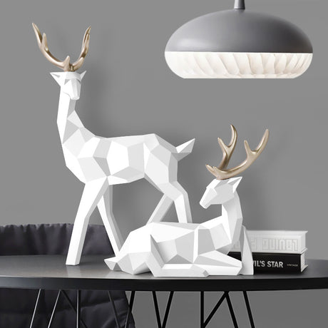 Deers Sculpture Resin Deer Statue Decoration Home Decor Statues Deer Figurines Modern Decoration Deers Table Ornament - Maru Furniture Decorative Accessories # (Store description) 