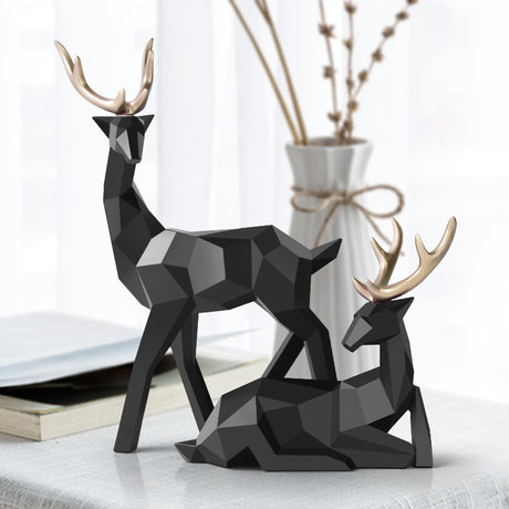 Deers Sculpture Resin Deer Statue Decoration Home Decor Statues Deer Figurines Modern Decoration Deers Table Ornament - Maru Furniture Decorative Accessories # (Store description) 