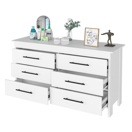 59" White Six Drawer Double Dresser - Maru Furniture Dressers # (Store description) 