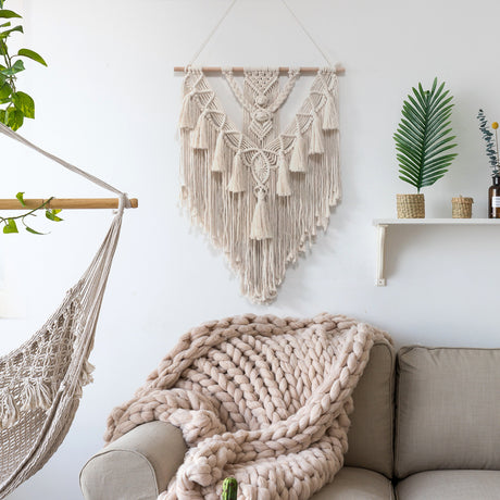 Hand-woven Pendant Macrame Wall Hanging Boho Woven Tapestry Bohemian Crafts Room Decoration Gorgeous Tapestry For Home Decor - Maru Furniture Tapestries # (Store description) 