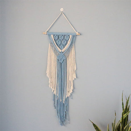 Hand-Woven Cotton Rope Tapestry Wall Decoration Wall Decoration Cotton Rope Tassel Ornaments - Maru Furniture Tapestries # (Store description) 