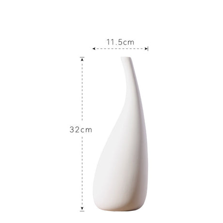 White Water Drop Vase Simple Modern Model Room Ceramic Dried Flower Flower Ornaments - Maru Furniture Vases & Bowls # (Store description) 