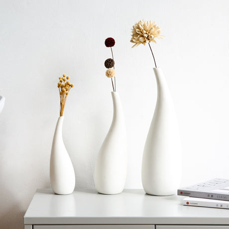 White Water Drop Vase Simple Modern Model Room Ceramic Dried Flower Flower Ornaments - Maru Furniture Vases & Bowls # (Store description) 