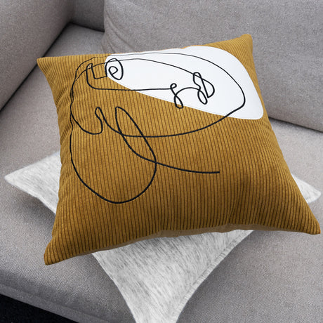 Nordic Modern Corduroy Embroidered Throw Pillow - Maru Furniture Throw Pillows # (Store description) 