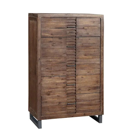 34" Brown Solid Wood Five Drawer Gentlemans Chest - Maru Furniture Dressers # (Store description) 