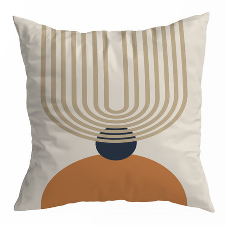 Nordic Orange Geometric Throw Pillow Cover