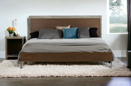 Modern Dark Walnut & Concrete Eastern King Bed