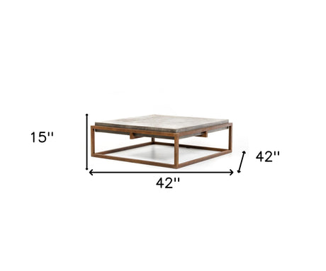 15" Concrete And Metal Coffee Table