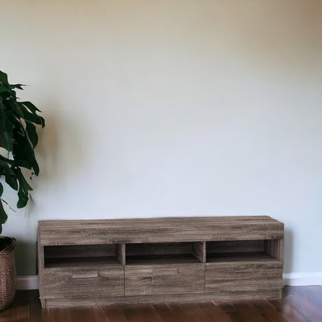 59" X 15" X 19" Rustic Oak Mdf TV Stand