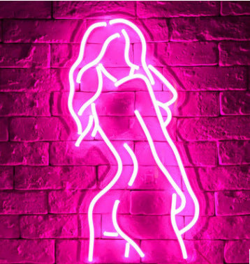 Acrylic Lady LED Neon Sign Lights Wall Hanging Bar Decor Artwork Night Light Neon Bulbs Lamp Bedroom Decoration Lighting - Maru Furniture Neon # (Store description) 