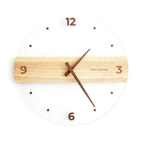 Solid Wood Acrylic Glass Wall Clock Home Living Room Decoration - Maru Furniture Wall Clocks # (Store description) 