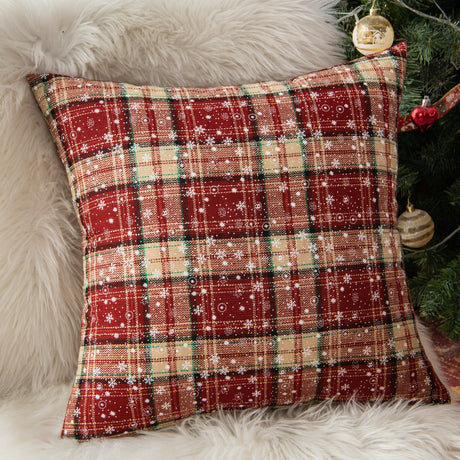 Christmas Red Plaid Polyester Cotton Throw Pillow Cover - Maru Furniture Throw Pillows # (Store description) 