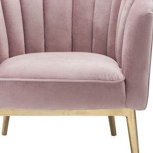 31" Pink And Copper Velvet Tufted Barrel Chair