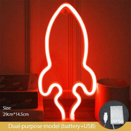 Led Rocket Neon Light Night Net Red Small Lantern Hanging Neon - Maru Furniture Neon # (Store description) 