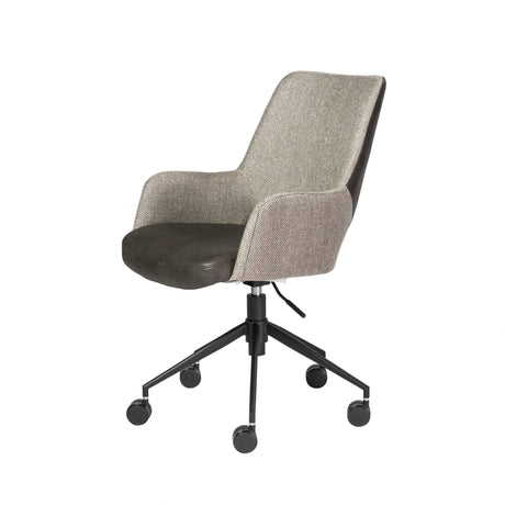 Slate Gray Linen Seat Swivel Adjustable Task Chair Fabric Back Steel Frame