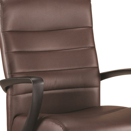 Brown and Black Adjustable Swivel Faux Leather Rolling Office Chair