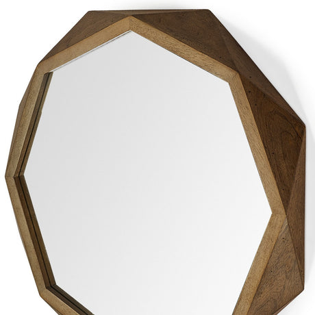 32" Octagon Wooden Frame Wall Mirror