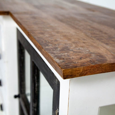 White And Black Solid Mango Wood Frame Sideboard With 4 Drawers And 4 Shelves