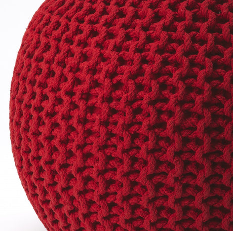 19" Red Round Pouf Ottoman