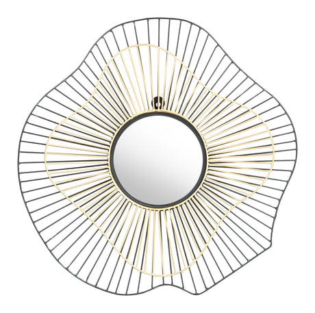 Black and Gold Contemporary Round Mirror