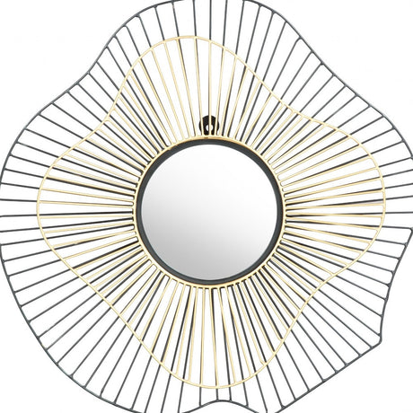 Black and Gold Contemporary Round Mirror