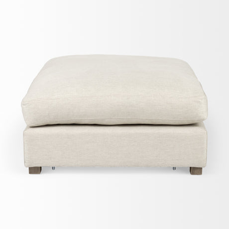 39" Beige Polyester And Brown Cocktail Ottoman