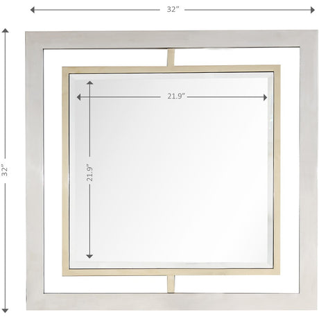 32" Gold Square Framed Accent Mirror