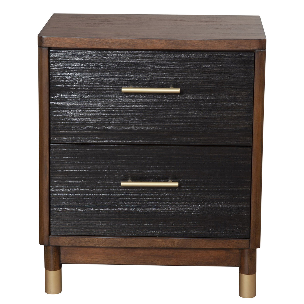 Dark Walnut and Black Mod Drawer Nightstand