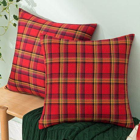 Christmas Red Plaid Polyester Cotton Throw Pillow Cover - Maru Furniture Throw Pillows # (Store description) 