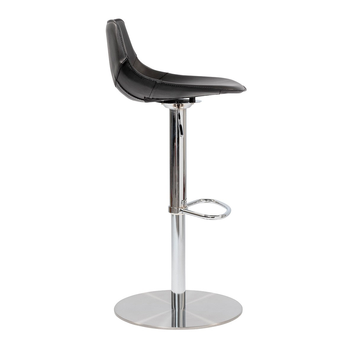 32" Black And Silver Steel Swivel Low Back Bar Height Bar Chair