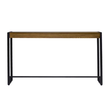 54" Gray Brown and Black Distressed Sled Console Table