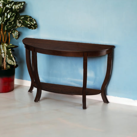 48" Brown Half Circle Console Table With Storage