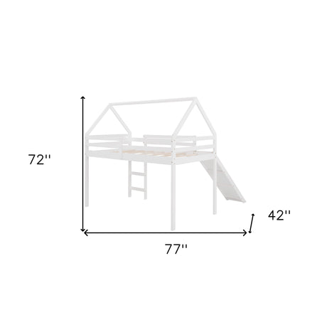 White Twin Size Slide House Loft Bed