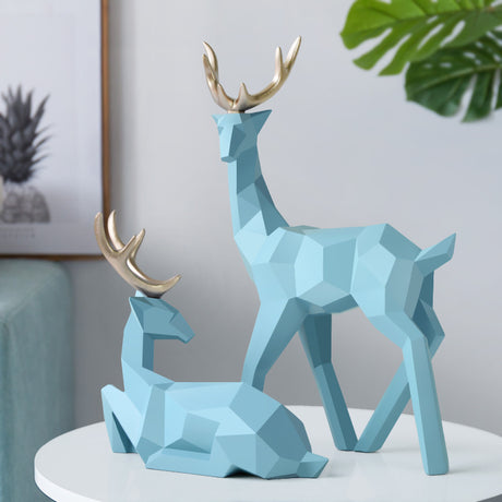 Deers Sculpture Resin Deer Statue Decoration Home Decor Statues Deer Figurines Modern Decoration Deers Table Ornament - Maru Furniture Decorative Accessories # (Store description) 