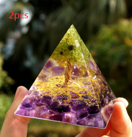 Natural Crystal, Crushed Stone, White Crystal, Mood Improving, Healing Resin, Dropping Glue, Pyramid Handicraft Ornaments - Maru Furniture Decorative Accessories # (Store description) 