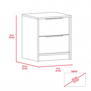 Black Open Compartment Two Drawer Nightstand