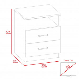 Brown Open Compartment Two Drawer Nightstand