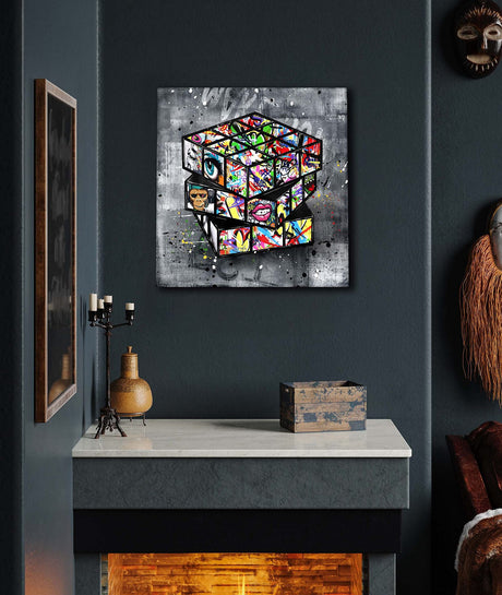 Banksy Graffiti Rubik's Cube Canvas Painting Wall - Maru Furniture Wall Art & Paints # (Store description) 