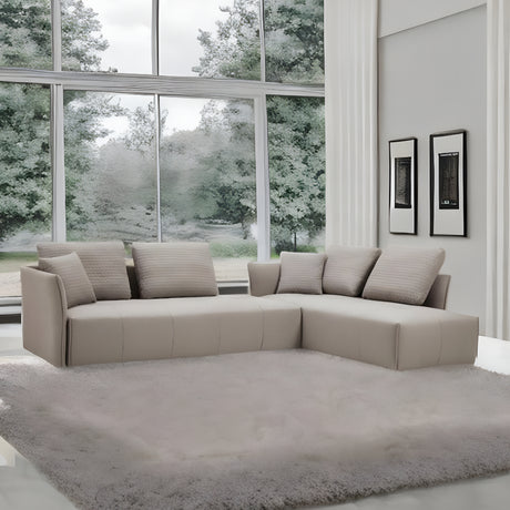 Light Gray Polyester Modular L Shaped Two Piece Sofa and Chaise Sectional