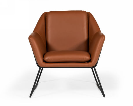 Industrial Brown Eco Leather And Black Metal Chair