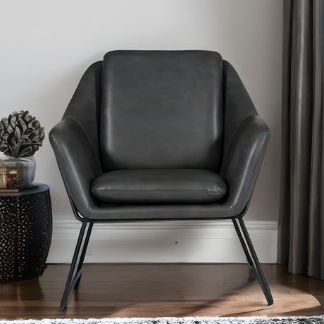 Industrial Grey Faux Leather And Black Accent Chair