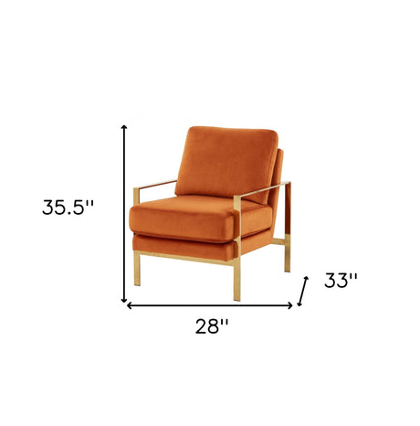 Stylish Orange And Gold Accent Chair