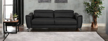 Urban 80" Black Leather Adjustable Headrest Sofa