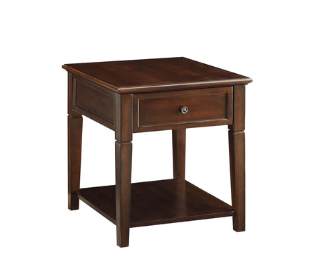 24" Walnut Manufactured Wood Rectangular End Table With Drawer And Shelf