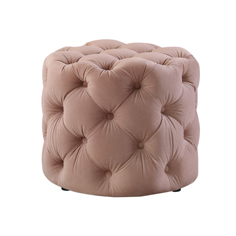 21" Blush Velvet Tufted Round Ottoman