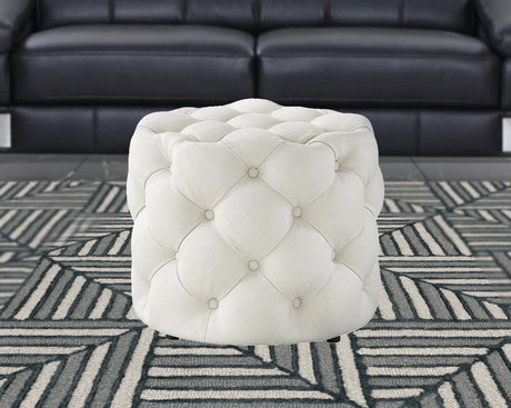 21" Blush Velvet Tufted Round Ottoman