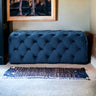 48" Light Gray And Black Upholstered Linen Bench