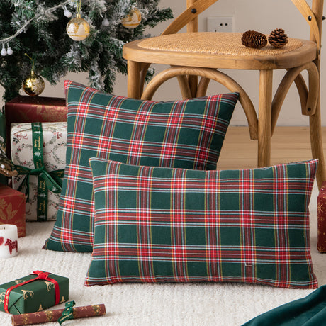 Christmas Red Plaid Polyester Cotton Throw Pillow Cover - Maru Furniture Throw Pillows # (Store description) 